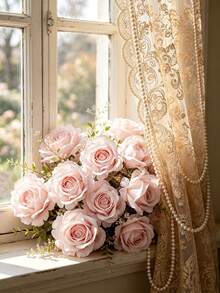 10 Artificial Rose Flower Heads, Made Of Cotton Roses. Suitable For DIY Handmade Floral Arrangements. Home Decor Photography Props. Realistic And Durable Artificial Flower Decorations, Suitable For All Seasons - Perfect For Outdoor, Living Room, Family Gatherings, Etc., Multi-Functional Floral Decor | Exquisite Petal Design | Durable Artificial Flowers, Floral Decorations, Flower Arrangement - Baby Pink - View 10