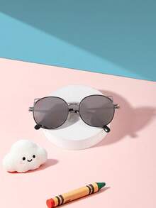 1PC Kid 9-14 Years Silver Round Metal Cat Ear Detail Lovely Kids For Beach Daily Outfit With Glasses Box - Multicolor - View 14