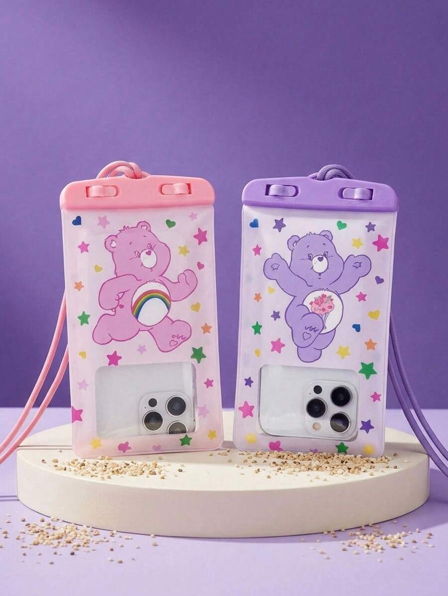 Care Bears Waterproof Phone Pouch For Swimming Diving Rafting Trekking Water Park, IPX8 Floating Sealed, Touchscreen Compatible HD, Lanyard, Fits Phones Under 7.2 Inch - View 1