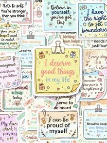 50Pcs Motivational Quote Stickers, Positive Inspirational Text Waterproof Vinyl Decals, Decor Stickers For Water Bottles, Laptops, Luggage, Teen Back To School Stationery - 50Pcs - View 1