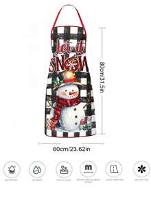4 Pcs Christmas Black Santa & Buffalo Plaid Reindeer Print Apron Set, Holiday Themed Kitchen Cooking Baking Aprons For Xmas Party Home Decoration - Multicolor - View 3