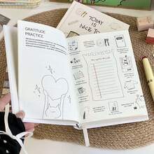 新作小象刺繍日記帳 手描き癒やしカラーページ ノート デイリーレコード携帯手帳 - 刺繍入りゾウのノート [1冊] - チェックする 4