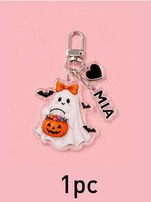 Custom Halloween Keychain, Spooky Bag Charms, Personalized Name Key Chain, Customized Pumpkin Ghost Keychains, Customizable Name Halloween Gift - Style B - View 15