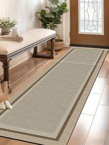 1pc Linen Texture Geometric Square Kitchen Mat, Diatomaceous Earth Soft Rubber Cushion Anti-Fatigue, Dirt-Resistant Easy To Clean, Free Cut, Suitable For Modern Minimalist Home Decor Multiple Scenarios - Multicolor - View 9