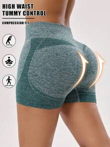 5Pcs High Waist Seamless Yoga Shorts, Anti-Roll Quick Dry, Tummy & Honey Hip Lift, Nude Stretch Anti-Exposure Running Fitness Tights - 混合色A - 查看 2