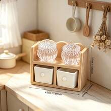 1 Set (5pcs) Miniature Spice Rack With 2 Jars And 2 Drawers, Dollhouse Restaurant Decor, Mini Scene Photography Props, Suitable For All Miniature Scene Decorations (Empty Jars And Drawers Can Be Opened) - A - View 3