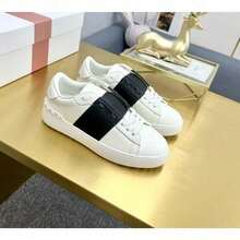 VL Rivet White Leather Sneakers, Plus Size Pair-Skateshoes In Stock, Platform High-Top Shoes, Lightweight Contrast-Color Sports Shoes - 黑色 - 查看 2