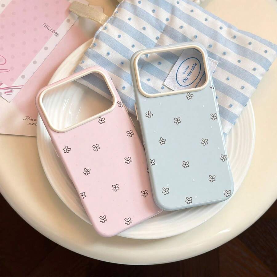 1PC Korean Minimalist Ink Splatter Line Floral Design Phone Case Compatible With Iphone 17 Pro Max, 16, 15 Pro Max, 14, 13, 12, Full Coverage Soft Protective Cover - Multicolor - View 1