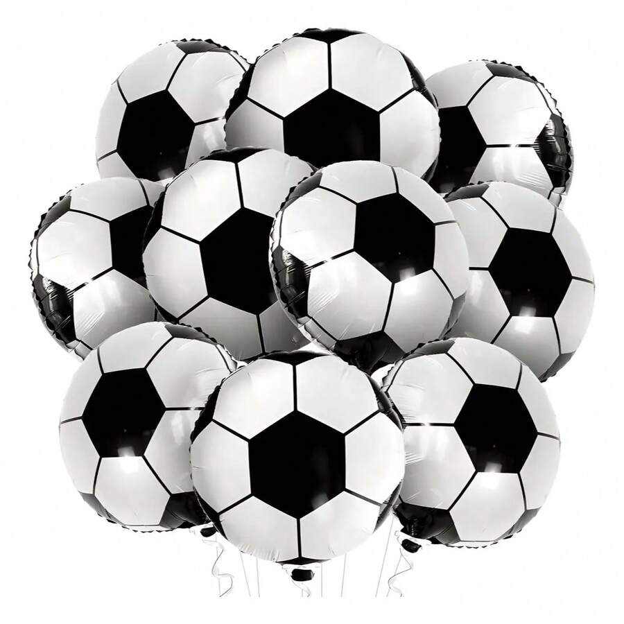 1/5/10/15pcs Soccer Balloons - Self-Sealing Aluminum Foil, Perfect For Sports Themed Parties - Multicolor - View 1