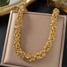 1 buah Kalung Rantai Cuban Link Patchwork Geometris Emas 18K Modis, Gaya Hip Hop Jalanan Unisex untuk Pemakaian Sehari-hari dan Pesta - Emas - View 4