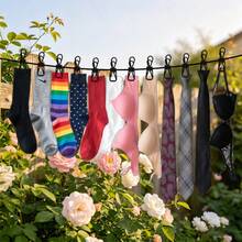 Portable Indoor/Outdoor Clothesline With Clips, Windproof And Anti-Slip, Nylon Perforated Rope, Suitable For Travel, Camping, Rental, Dorm, Hotel, Includes Storage Bag Set - Multicolor - View 8