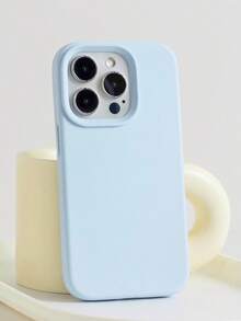 溝槽按鈕高品質液態矽膠手機殼，相容 iPhone 17 16 15 14 13 12 11 Pro Max，柔軟蠟感橡皮擦觸感，親膚舒適 - 淺藍色 - 查看 1