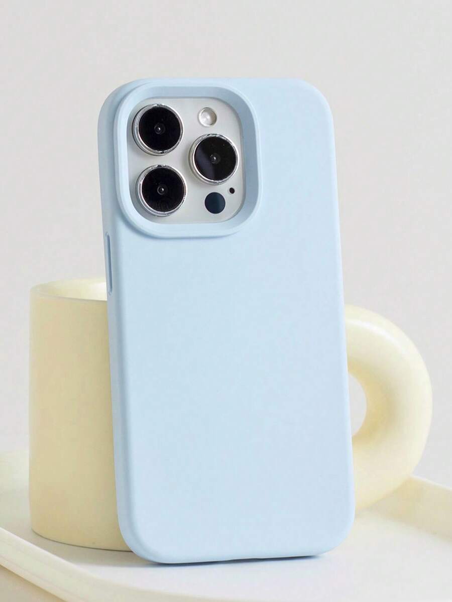 溝槽按鈕高品質液態矽膠手機殼,相容 iPhone 17 16 15 14 13 12 11 Pro Max,柔軟蠟感橡皮擦觸感,親膚舒適 - 淺藍色 - 查看 1