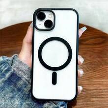 磁吸無線充電保護殼，適用 17 Pro Max 16 15 14 13 12 Mini 11 Plus 16e 17e，壓克力透明後蓋 - 黑色 - 查看 1