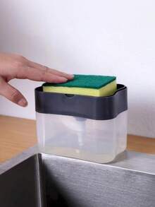 Dish Soap Dispenser Pump Cleaning Brush Kitchen Liquid Dispenser Sponge Soap Box Soap Dispenser Storage Rack - A - View 6