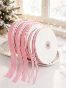 Flocked Ribbon Christmas Ribbon Suitable For Christmas Wreath Decoration, Christmas Ornament Decoration, Christmas Tree Decoration, Flocked Satin Ribbon Bow 1/4 Inch * 10 Yards (Multiple Sizes Available) With Paper Spool For Easy Storage - Deep Pink Size 10 - View 2