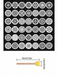 A Set Of 42pcs Circular Mandala Pattern Hollow Stencils, 42pcss In Total, Suitable For Rock Art Projects And Furniture Decoration - Multicolor - View 9