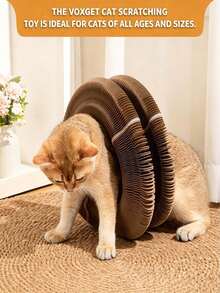 1pc Interactive Magic Accordion Cat Scratch Pad With Bell Ball And Foldable Accordion - Compact Cardboard Scratch Mat Suitable For Indoor Cats, Bell Toy For Exercise, Fits Small Spaces, Suitable For Furniture - Cat Scratching Board - View 12