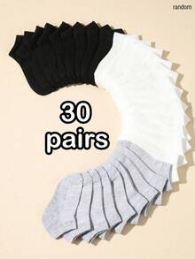 30 Pairs Children's Spring/Summer Solid Color Casual Mesh Breathable Sports Short Socks, Random Colors - Multicolor - View 10