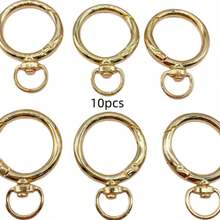10pcs/Pack Zinc Alloy Round Open Loop Clasp, Key Chain Phone Strap Doll Decoration Connector, 360° Rotating Electroplated Spring Buckle, 38mm Open Loop Clasp For Clothing, Bags, Shoes, Hats Decoration, DIY Handmade Craft Decoration Buckle - Open Spring Buckle - View 7