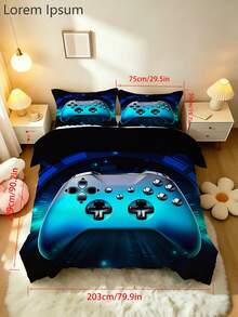 2/3PCS Neon Game Controller Black Gaming Print Bedding Set, Twin/Full/Queen/King Size Pattern Duvet Cover With Pillowcases Polyester All-Season For Children,Teenager,Boys And Girls Bedroom( No Filler) 100% Polyester - Multicolor - View 12