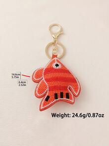 1個夏季可愛海洋風珠飾3D珊瑚魚包飾吊飾，女款海灘度假休閒個性化包包裝飾，鑰匙圈、汽車鑰匙環，畢業季禮物，旅行紀念品 - 珊瑚橙 - 查看 5