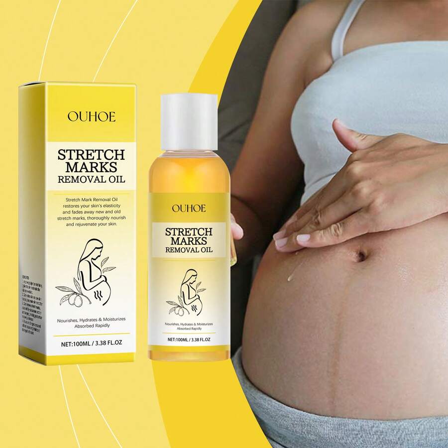 OUHOE 100ml Stretch Mark Removal Oil Remove Pregnancy Stretch Marks Postpartum Care Regain Skin Flexibility & Elasticity Soothes Dry & Tense Refreshing Not Greasy Body Care Oil
