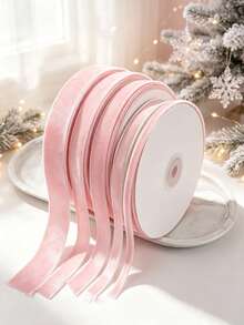 Flocked Ribbon Christmas Ribbon Suitable For Christmas Wreath Decoration, Christmas Ornament Decoration, Christmas Tree Decoration, Flocked Satin Ribbon Bow 1/4 Inch * 10 Yards (Multiple Sizes Available) With Paper Spool For Easy Storage - Deep Pink Size 10 - View 5