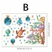 1pc Watercolor Style Ocean Dolphin & Turtle Toilet Lid Sticker, PVC Waterproof Removable Wall Decal, Creative Bathroom Toilet Decor - one-size - View 13