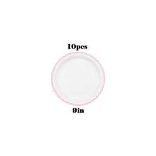 10/20/40Pcs,Scalloped Edge Disposable Paper Plates,White Base With Light Blue / Pink Wavy Scallop Rim,7in & 9in Simple Solid‑Color Cream Style Party Plates,Ideal For Gender Reveal Party,BabyShower,Birthday Party,Afternoon Tea & Dessert Table Decor - Blue + Pink - View 14