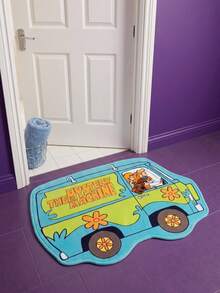 SCOOBY-DOO X POKOJA LAND ! 1pc Licensed Cartoon Rug, Soft Plush Floor Mat In Fun Car Shape, Blue Color, Cozy And Playful Home D R, Perfect For Bedroom, Living Room, Sofa Or Kids' Room - 1PC - View 2