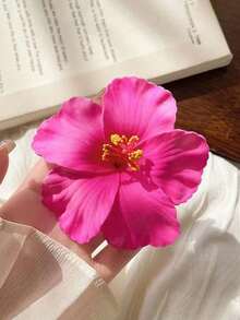 3pcs Hawaiian Flower Hair Clips, Simple Personalized Tropical Flower Hair Clips Suitable For Girls, Perfect For Beach, Hawaiian Theme Party, Wedding Accessories - Multicolor - View 6
