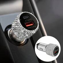 1件裝鑽石閃亮 2/4/6/8 接口水鑽車充，3合1充電線，快速充電，Type C、USB 車用適配器，USB A 轉 Type C、Type C 轉 Type C，相容手機、行車記錄器、GPS，男士/女士節日/生日禮物 - 彩色 - 查看 66