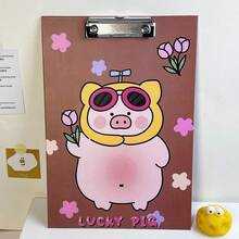 Portapapeles de cerdito rosa que se mueve lentamente - Cerdito rosa tonto - Ver 4