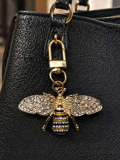 Bee Keychain - Gold Metal Key Ring - Exquisite Insect Charm - Handbag - Car Key Pendant Accessory, With Ring Design, Can Be Used As Bag Charm, Bag Chain Decoration, Rope Bag Pendant, Bag Ornament, Keychain, Bag Chain Accessory, Bag Decoration