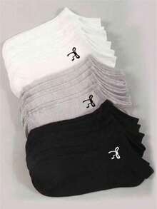 30/20/15/10/5/1 Pair Black / White / Grey Minimalist Fashion Solid Color Socks, Suitable For Daily Casual Wear - Multicolor - View 1