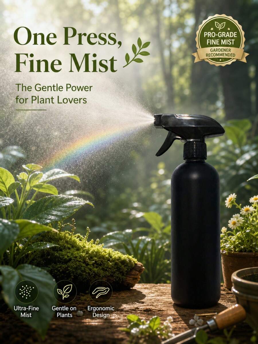 500ml/16.9oz Professional Refillable Spray Bottle - Salon Grade Heavy Duty Sprayer, Suitable For Hair Styling, Home Cleaning And Garden Plants | Leak-Proof Adjustable Nozzle (3 Spray Modes) - Black - View 1