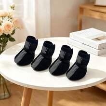 1 Set 4pcs Pet Mesh Shoes, All-Season Outdoor Foot Protection Dog Shoes - Black - View 5