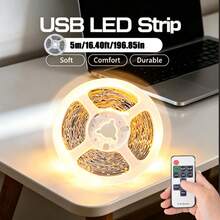 Acosh Neon Strip LED USB SMD 2835 Fleksibel, Putih Hangat/Putih, 5V dengan Kontrol Jarak Jauh RF, Cocok untuk Dekorasi Kabinet Dapur dan Rumah - Hangat - View 10