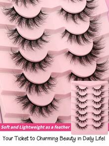 Himirell 7 Pairs Cross Fluffy Messy Style False Eyelashes With Cartoon Look Effect, Suitable For Vacation, Holiday, Date And Other Makeup Occasions To Enhance Eye Effect - Black - View 4