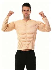 1pc Adult Fake Abs Muscle Costume, Cosplay Stage Performance Outfit - Apricot - View 4