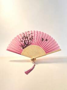 花卉圖案折疊手扇套裝，日式竹扇附流蘇，便攜絲綢扇，適合和服搭配、Cosplay、婚禮、夏季消暑與派對 - 多色 - 查看 12