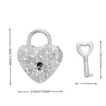 Khóa ổ khóa mini hình trái tim đính đá rhinestone sáng bóng kèm chìa khóa cho tủ ký túc xá, hành lý, sổ tay, dành cho nữ - Nhiều màu - Xem 2