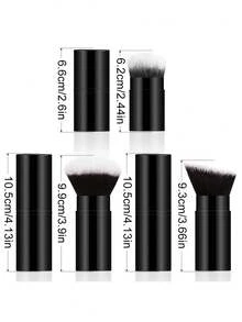 ronshadow 3pcs/2pcs Retractable Makeup Brushes With Protective Covers For Powder, Blush And Contour, Soft Bristles, Portable Makeup Tool - Multicolor - View 6