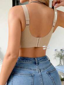 Seamless Wireless Side Support Bra, Super Soft & Breathable Fabric, Comfortable For Daily Wear - Khaki - View 2