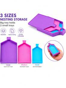 3-In-1 Colorful New Diamond Painting Tray With Lid, Storage Tray Design, DIY Handmade Accessories Bead Storage Set, The Best Gift Set For Diamond Painting Lovers - A - View 6