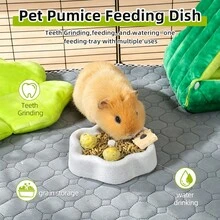 ITANDME Pumice Flower-Shaped Small Pet Food Bowl, Naturally Textured Surface, Multi-Purpose Cage Accessory Suitable For Guinea Pigs, Rabbits, And Other Small Pets And Small Birds - View 3