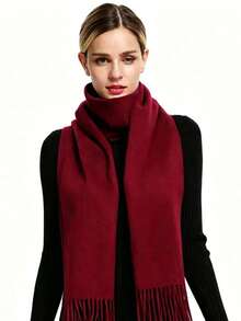 Long Small Size Faux Cashmere Solid Color Casual Party Polyester (Polyester) Scarf, Spring Autumn Winter, A Small Piece That Covers Your Entire Winter, Sweet Petite Girl's Destiny Scarf, Cute And Not Overwhelming, Essential For Energetic Girls, Versatile And - Multicolor - View 8