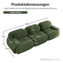 Premium 3-Seater Corduroy Sofa, Frameless Modular Sofa, Non-Slip, No Assembly Required, Ergonomic Armrests And High-Resilience Padding For Living Room And Bedroom, Green - Olive Green - View 9