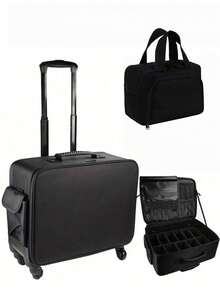 Professional Large Capacity Rolling Makeup Case, Eyelash Extension, Nail Art, Beauty Supplies Storage Box - Black - View 10
